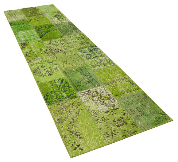 3x10 Green Patchwork Runner Rug - 37660
