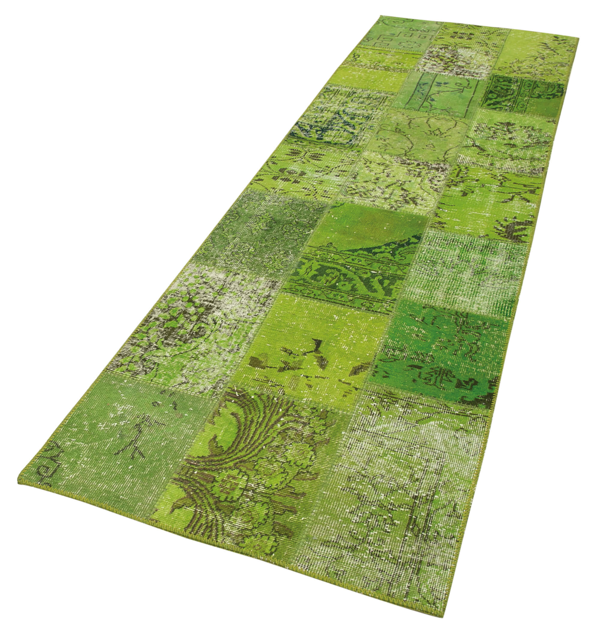 3x10 Green Patchwork Runner Rug - 37660