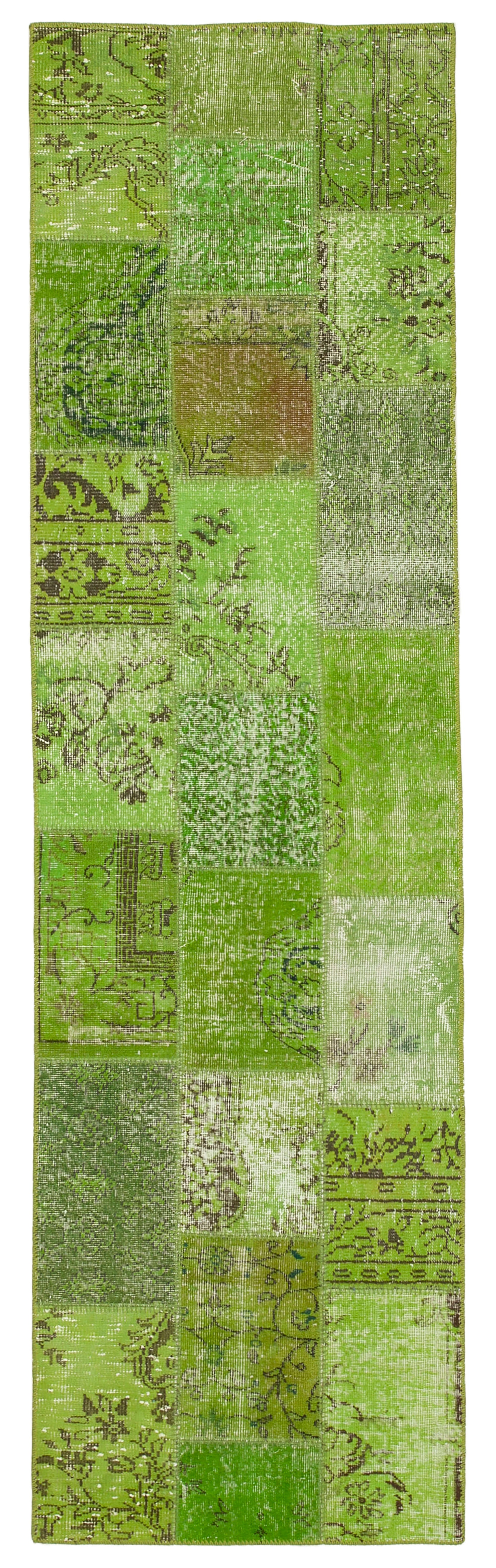 3x10 Green Patchwork Runner Rug - 37666