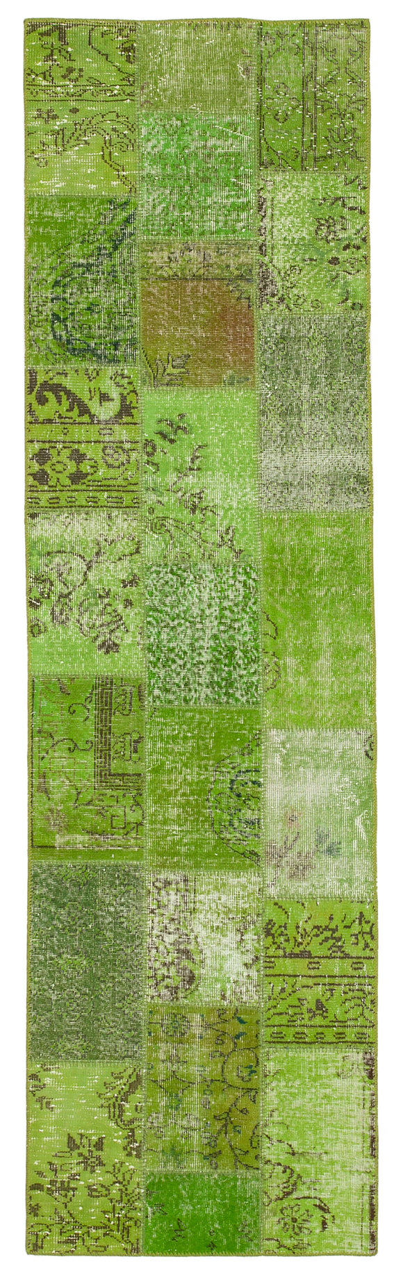 3x10 Green Patchwork Runner Rug - 37666