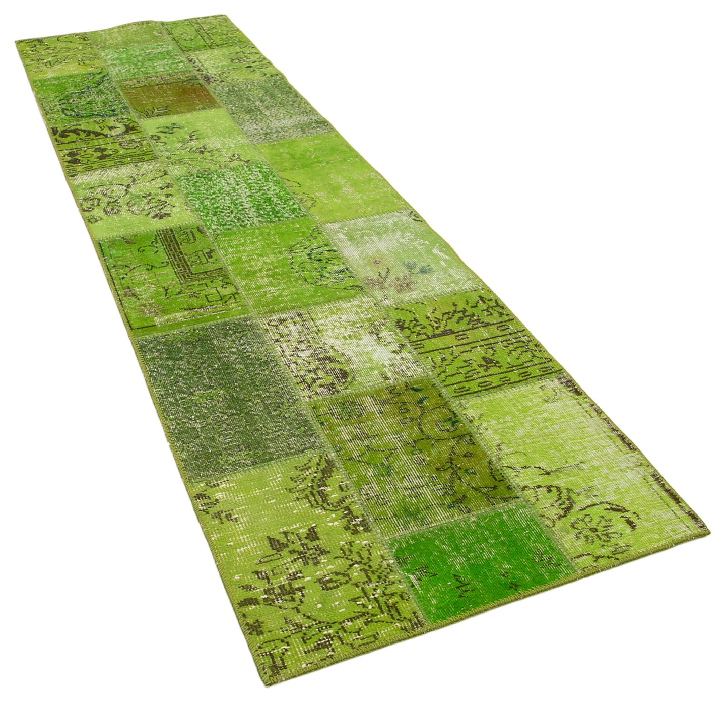 3x10 Green Patchwork Runner Rug - 37666