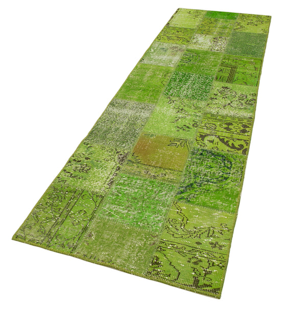 3x10 Green Patchwork Runner Rug - 37666