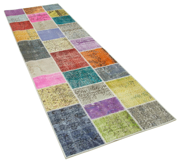 3x10 Multicolor Patchwork Runner Rug - 37696