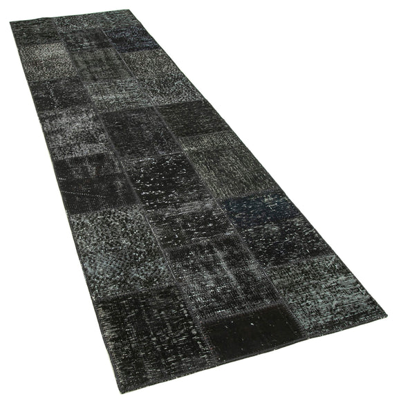 3x10 Black Patchwork Runner Rug - 37703