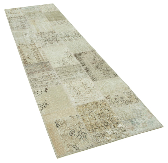 3x10 Beige Patchwork Runner Rug - 37706