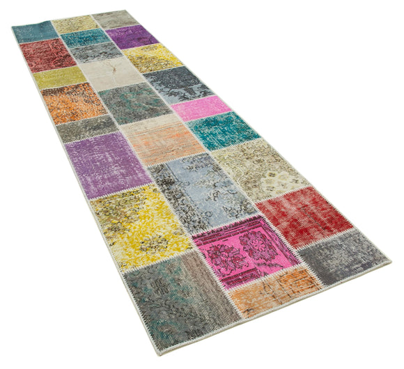 3x10 Multicolor Patchwork Runner Rug - 37733
