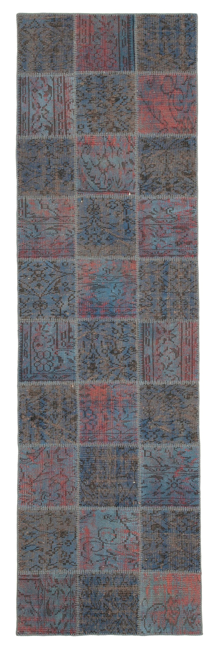 3x10 Blue Patchwork Runner Rug - 37744