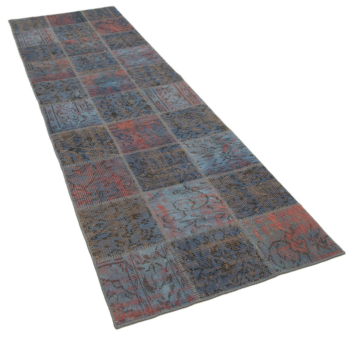 3x10 Blue Patchwork Runner Rug - 37744