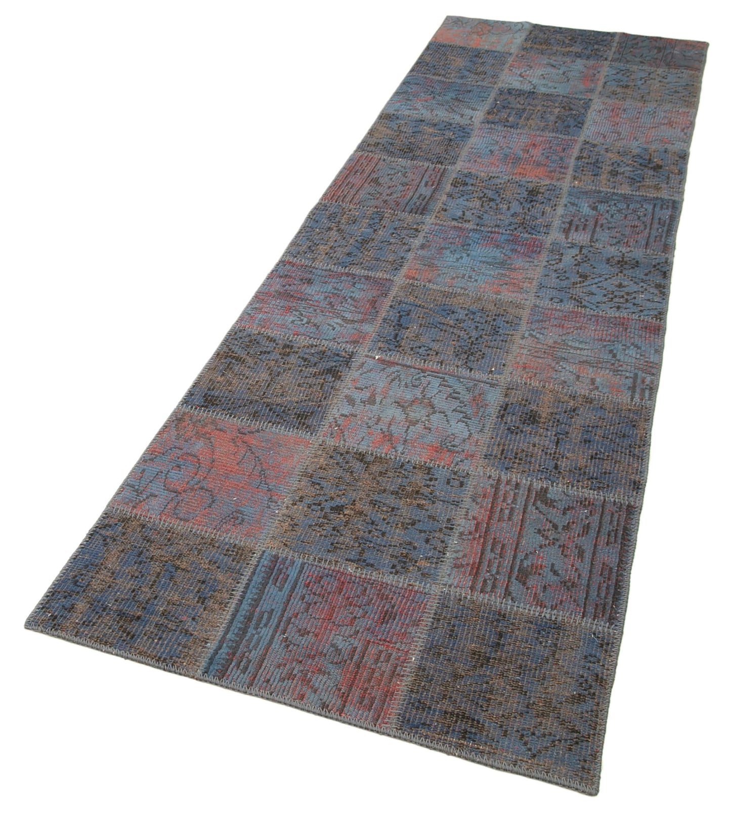 3x10 Blue Patchwork Runner Rug - 37744