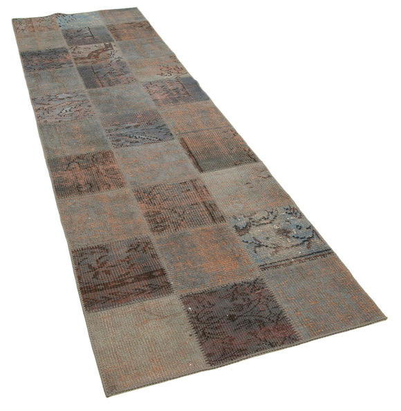 3x10 Grey Patchwork Runner Rug - 37745
