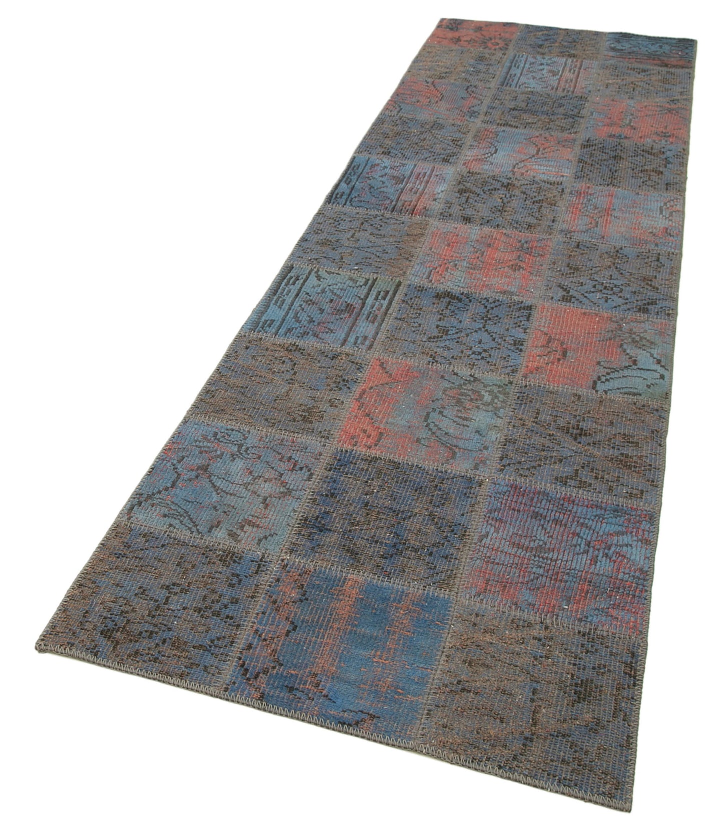 3x10 Blue Patchwork Runner Rug - 37747
