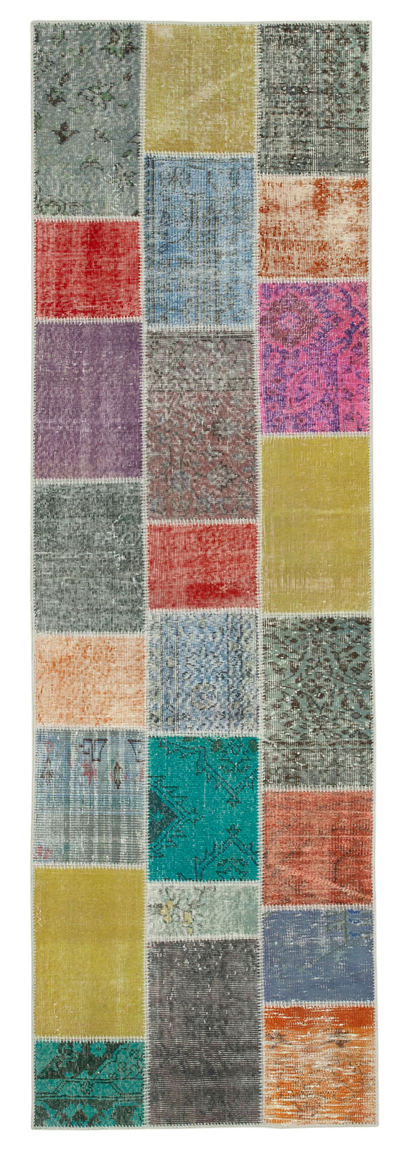 3x10 Multicolor Patchwork Runner Rug - 37748