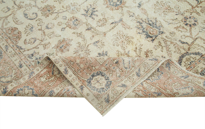 7x10 Beige Turkish Vintage Area Rug - 37850