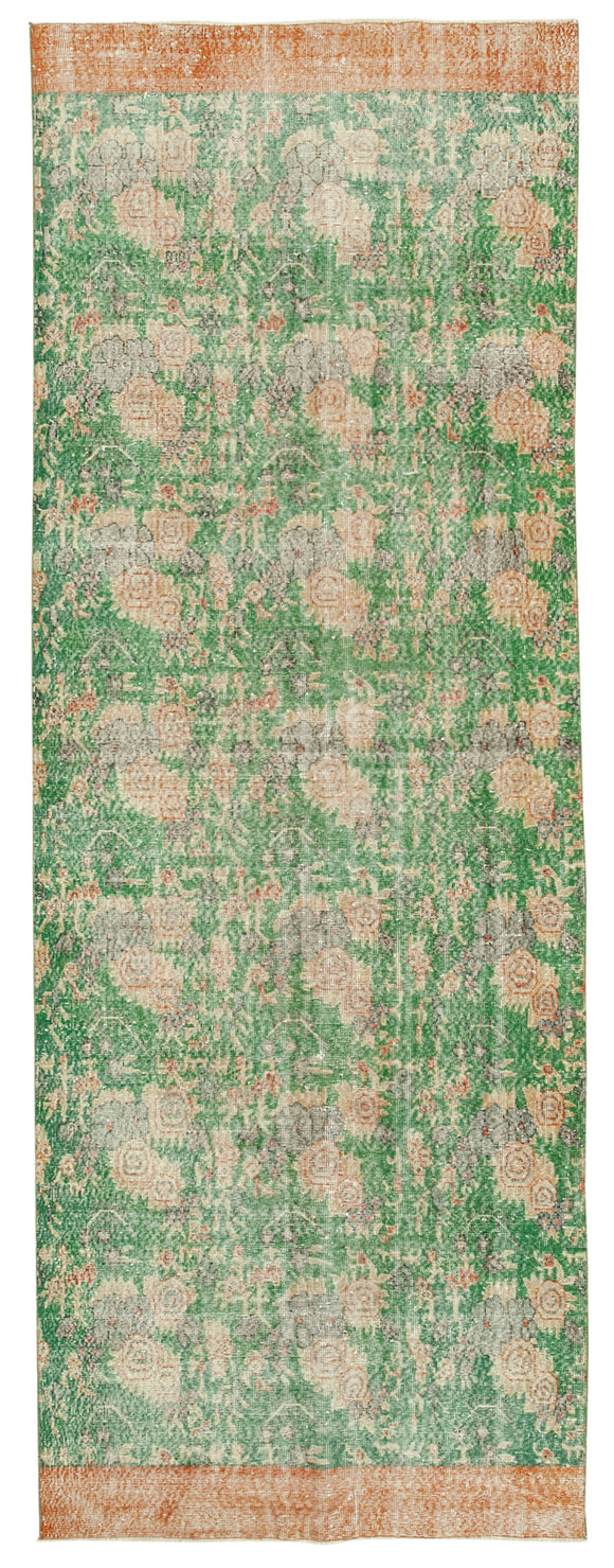 4x13 Green Overdyed Runner Rug - 37882