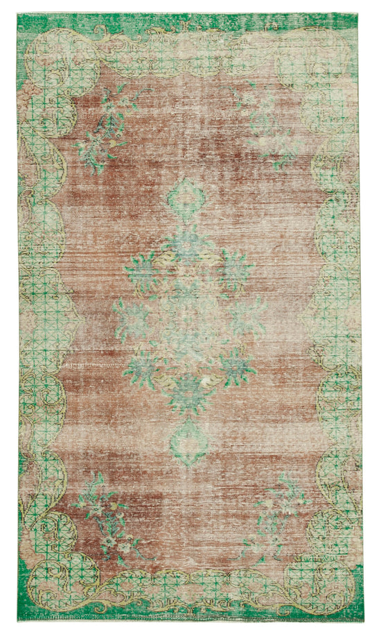 5x9 Beige Turkish Vintage Area Rug - 37887