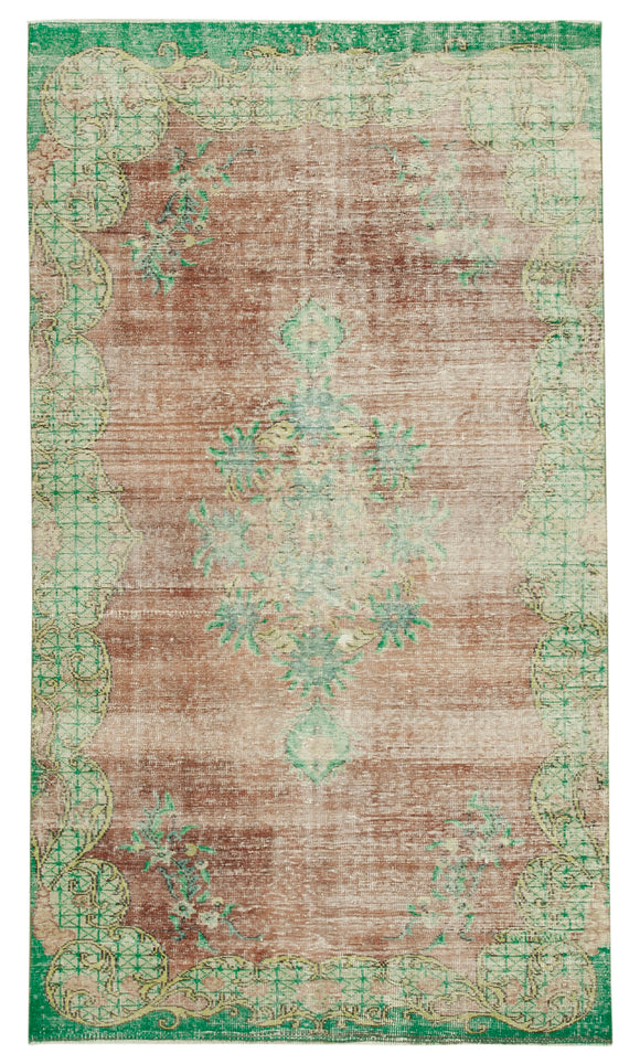 5x9 Beige Turkish Vintage Area Rug - 37887