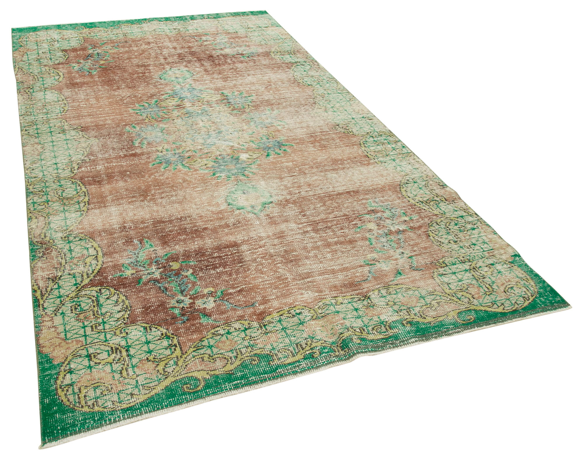 5x9 Beige Turkish Vintage Area Rug - 37887