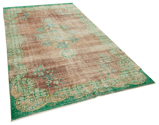 5x9 Beige Turkish Vintage Area Rug - 37887