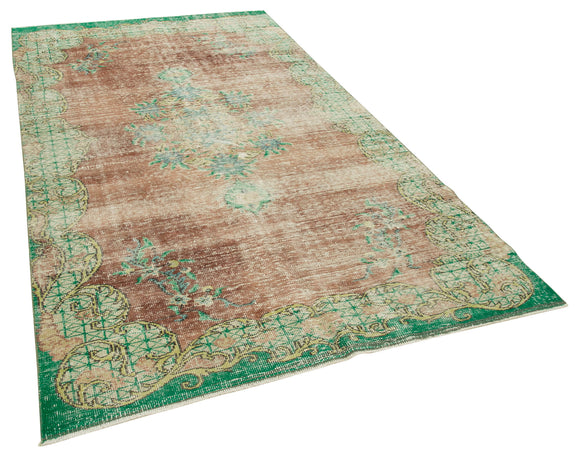 5x9 Beige Turkish Vintage Area Rug - 37887