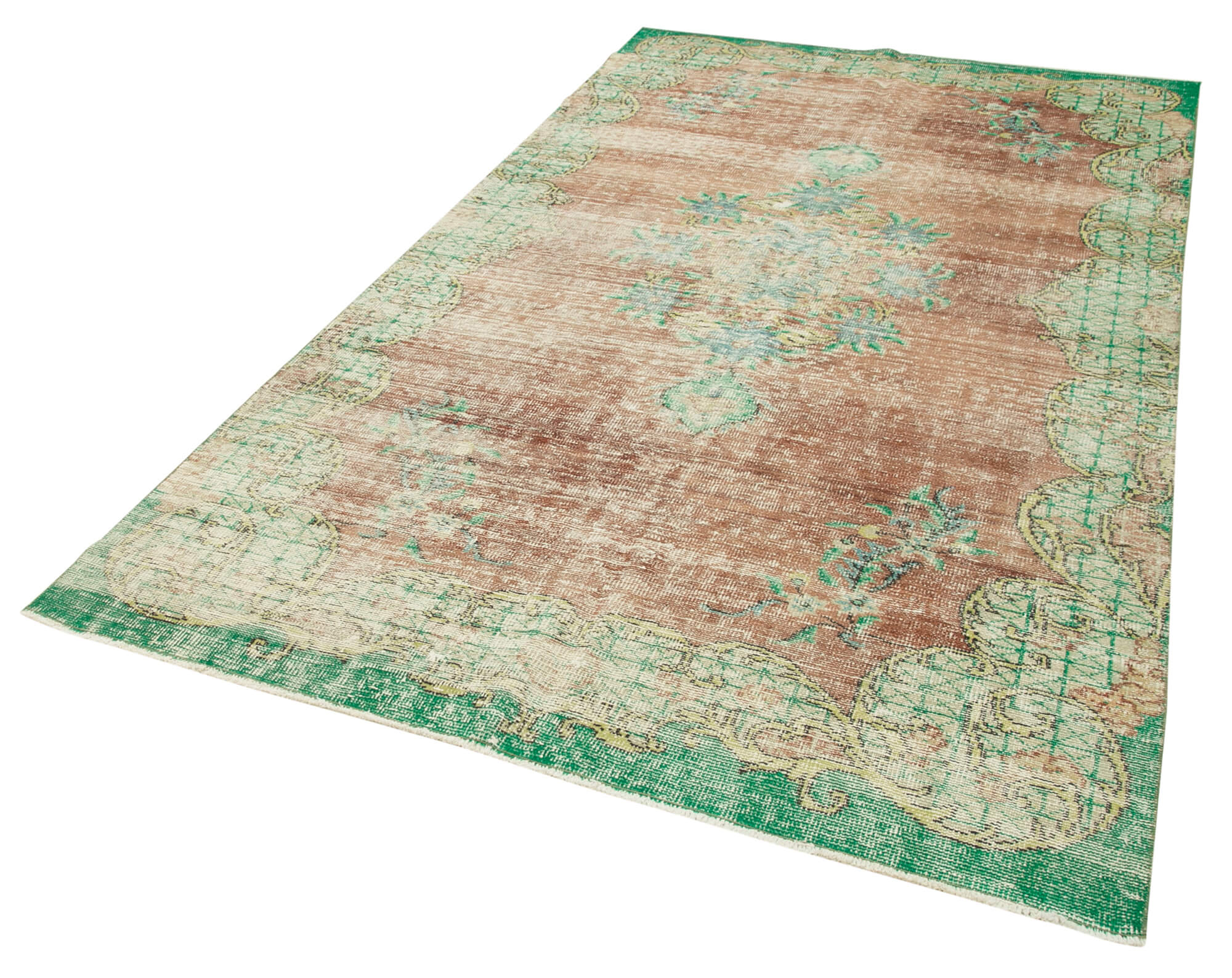 5x9 Beige Turkish Vintage Area Rug - 37887