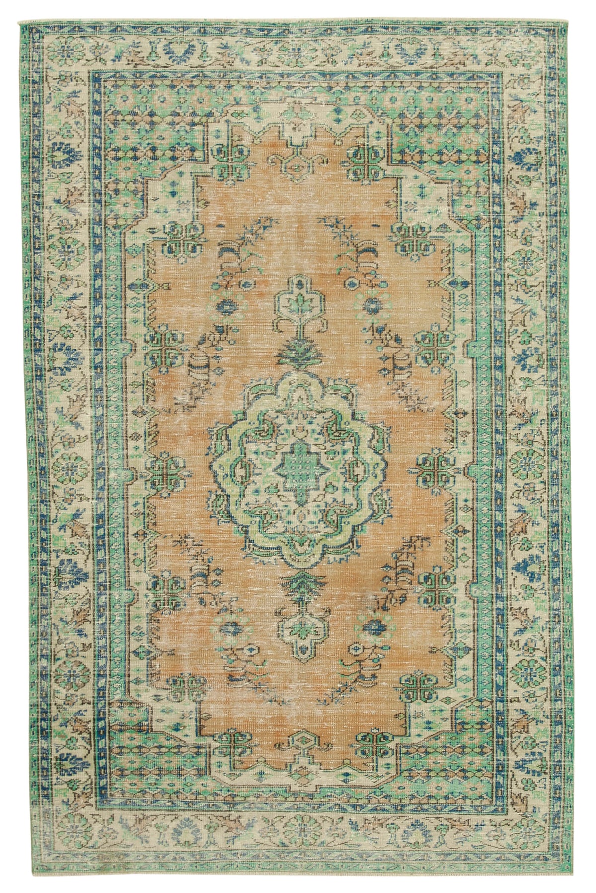 6x10 Beige Turkish Vintage Area Rug - 37891