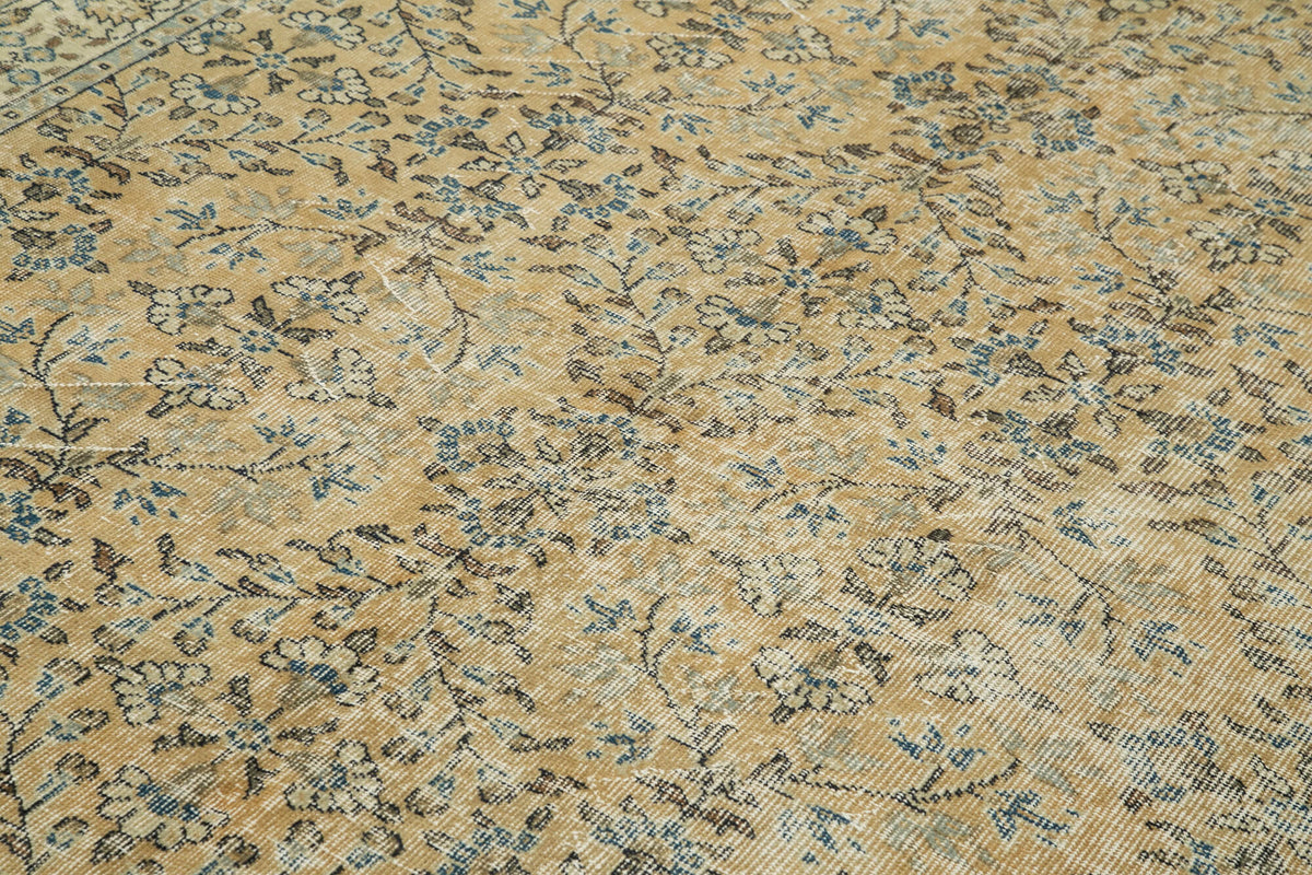 7x10 Beige Turkish Vintage Area Rug - 37896
