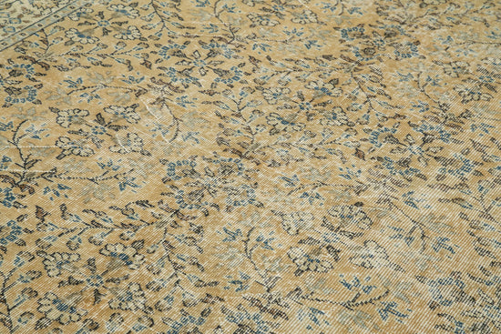 7x10 Beige Turkish Vintage Area Rug - 37896