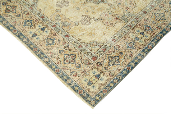 7x9 Beige Turkish Vintage Area Rug - 37898
