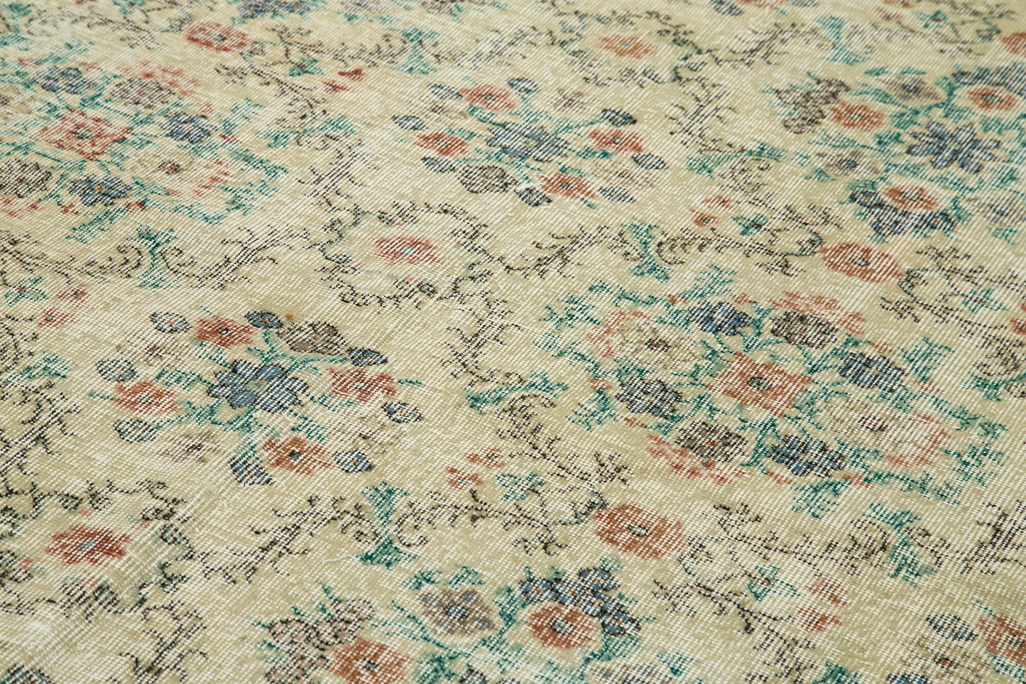 7x10 Beige Turkish Vintage Area Rug - 37907