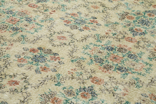 7x10 Beige Turkish Vintage Area Rug - 37907