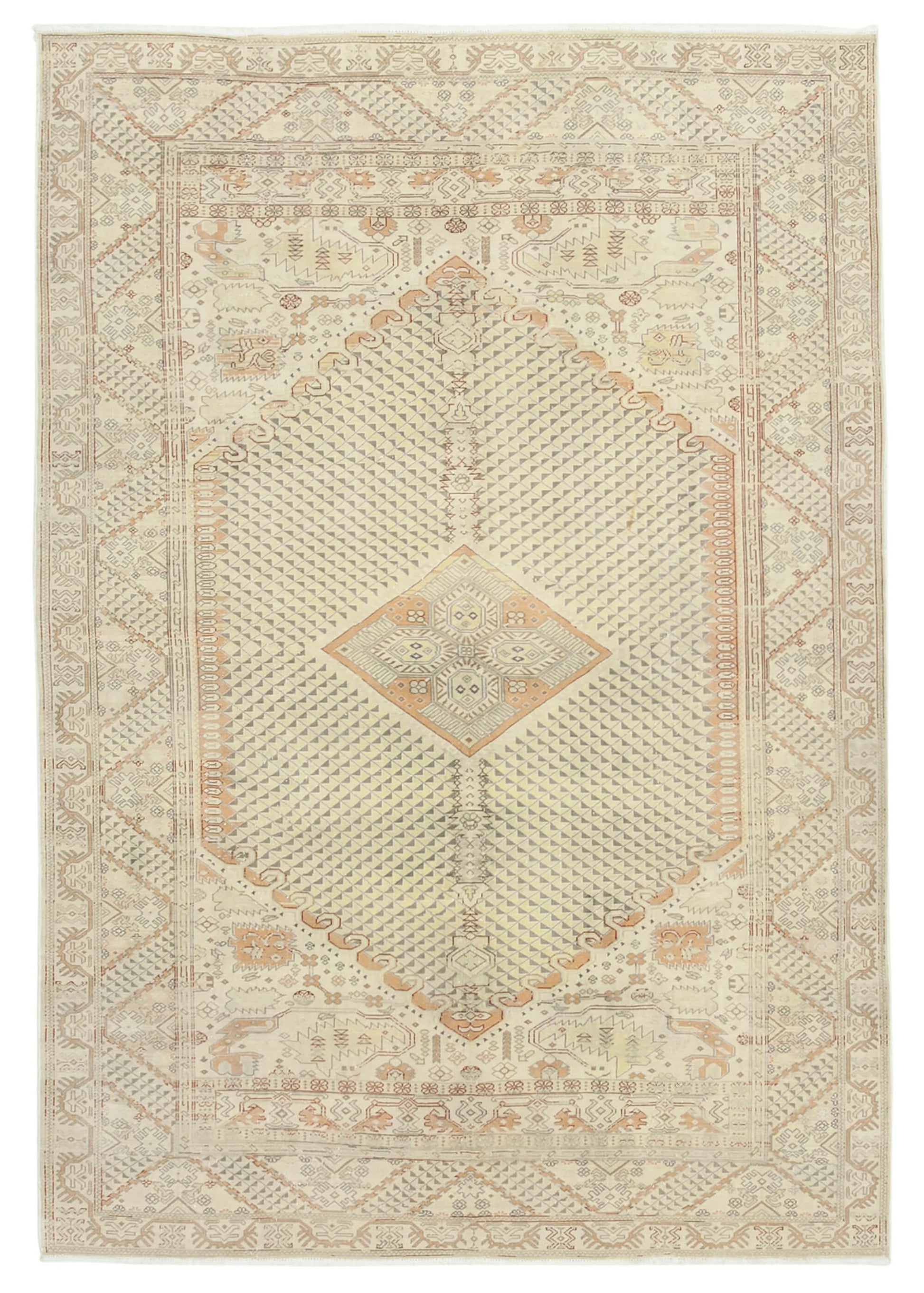 7x9 Beige Vintage Rug - 37916