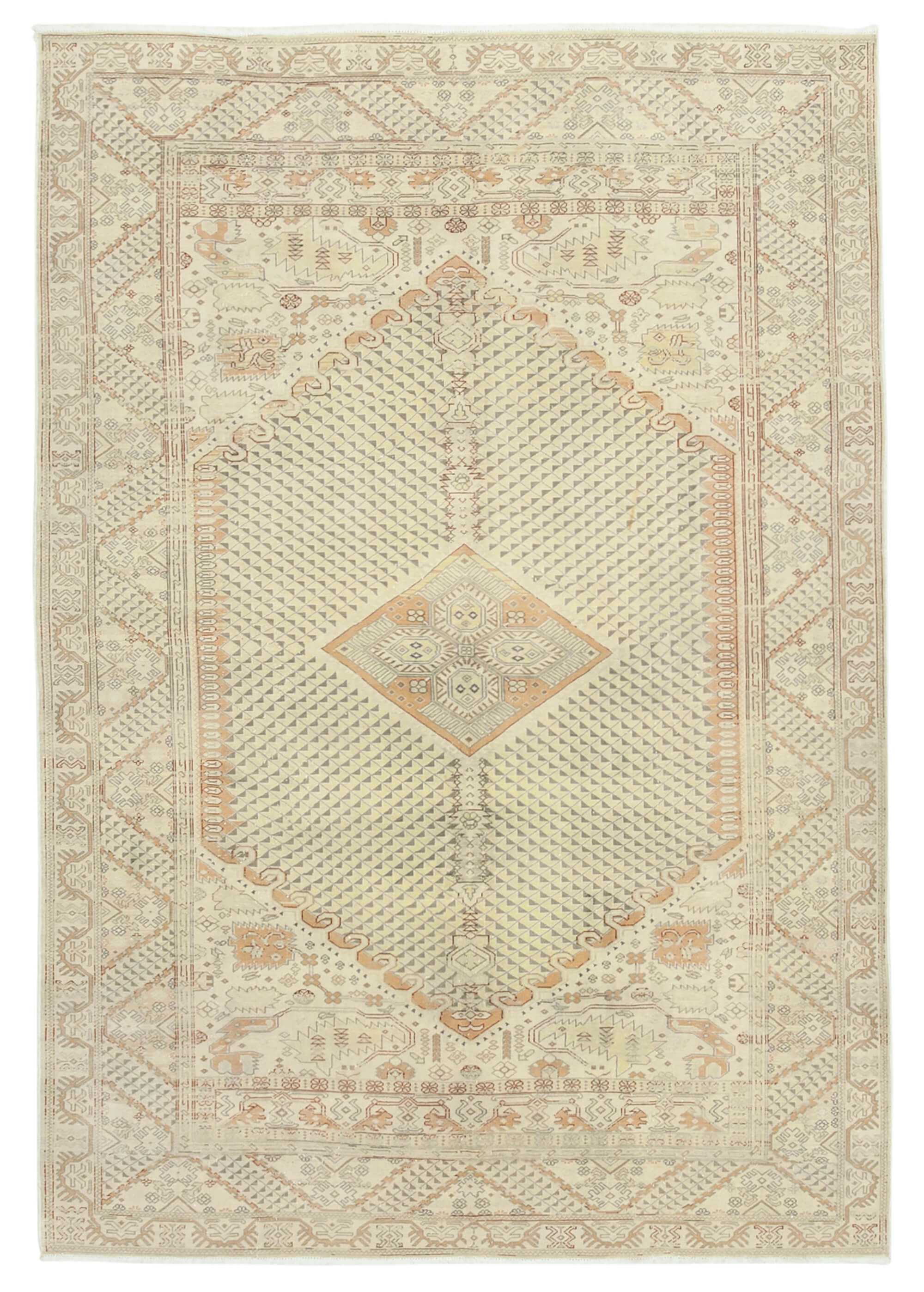 7x9 Beige Vintage Rug - 37916