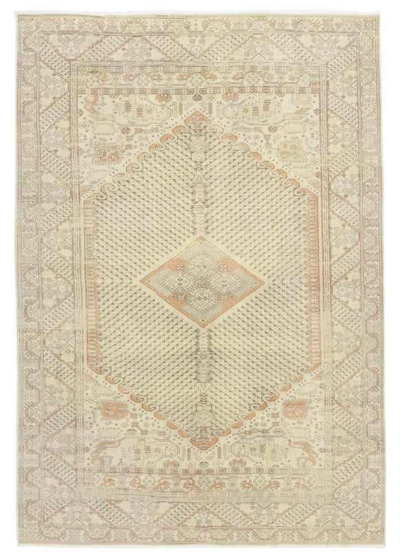7x9 Beige Vintage Rug - 37916