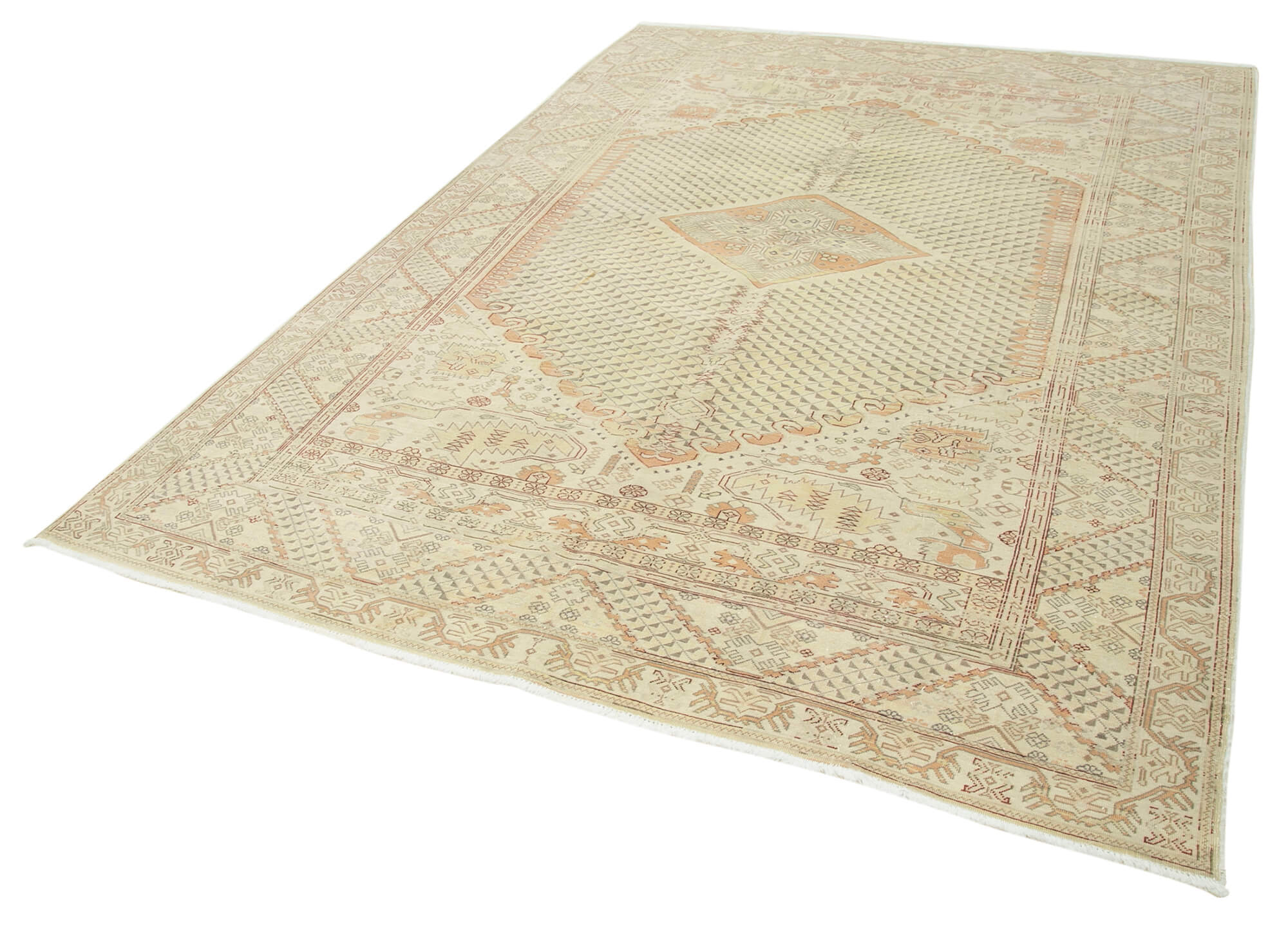 7x9 Beige Vintage Rug - 37916
