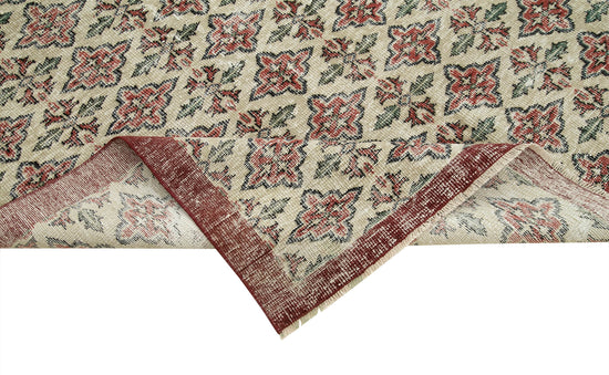 6x9 Beige Turkish Vintage Area Rug - 37963