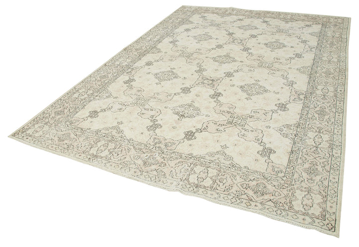 7x10 Beige Turkish Vintage Area Rug - 38002