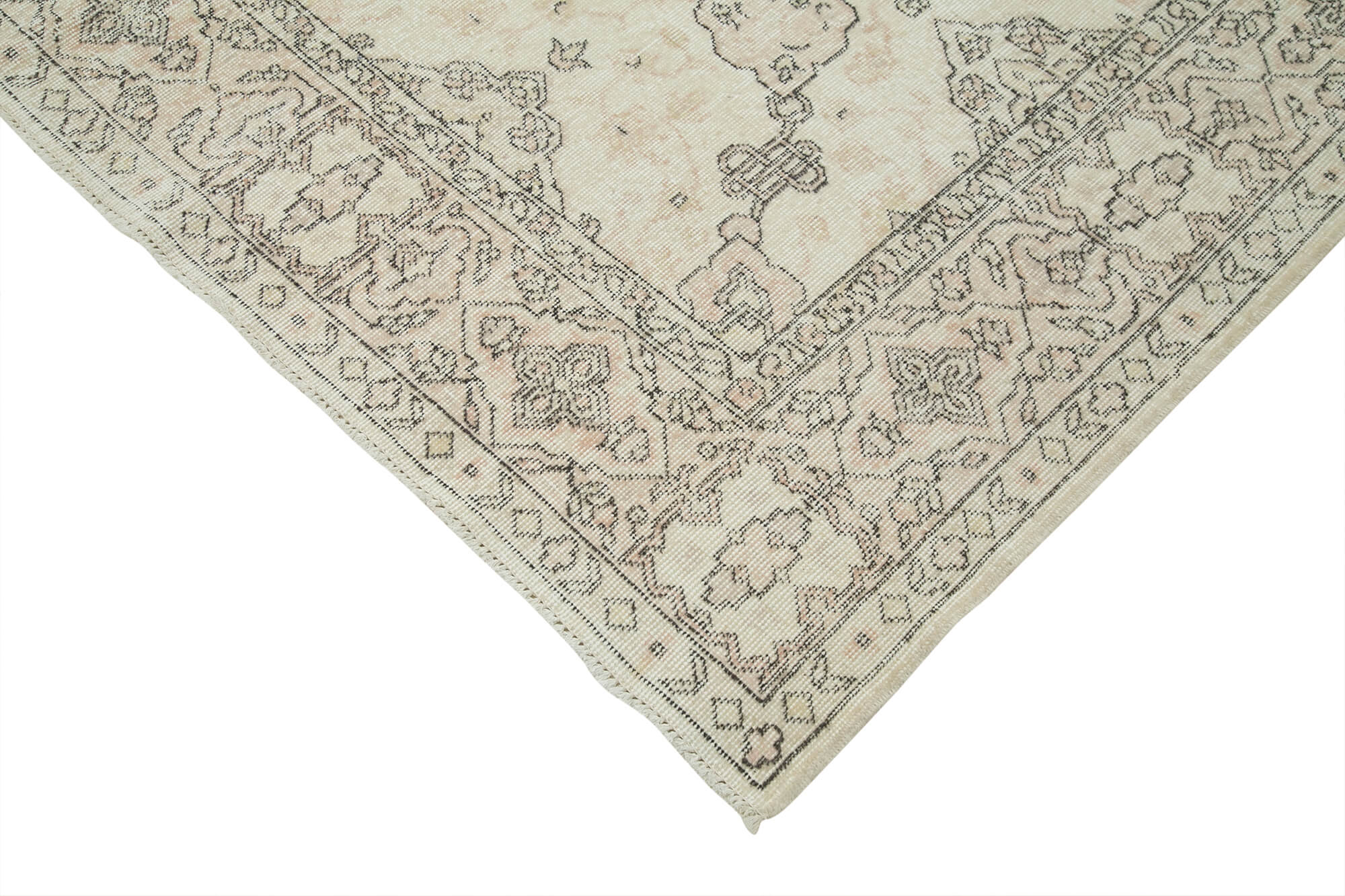 7x10 Beige Turkish Vintage Area Rug - 38002