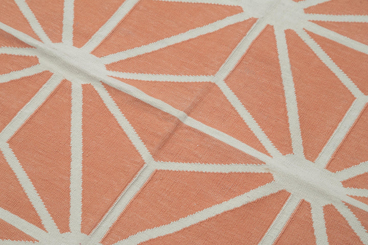 4x5 Orange Dhurrie Rug - 38256