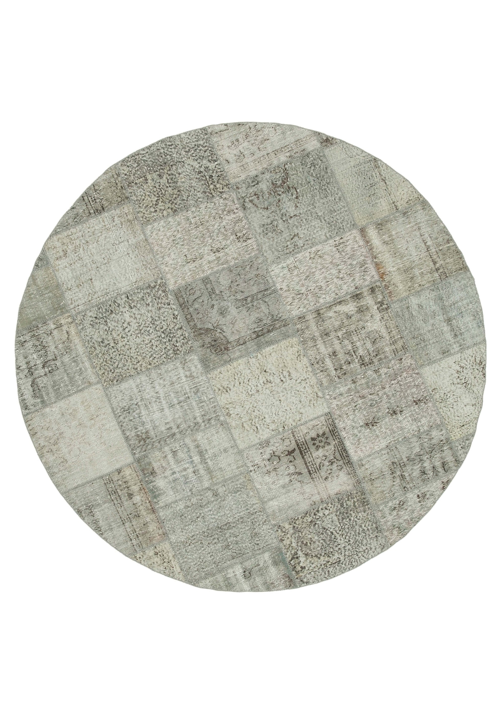 8x8 Grey Round Patchwork Rug - 38649