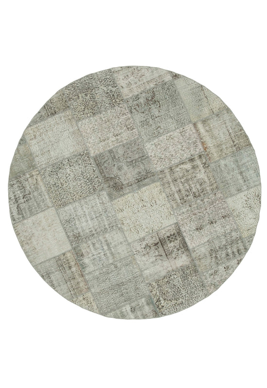 8x8 Grey Round Patchwork Rug - 38649