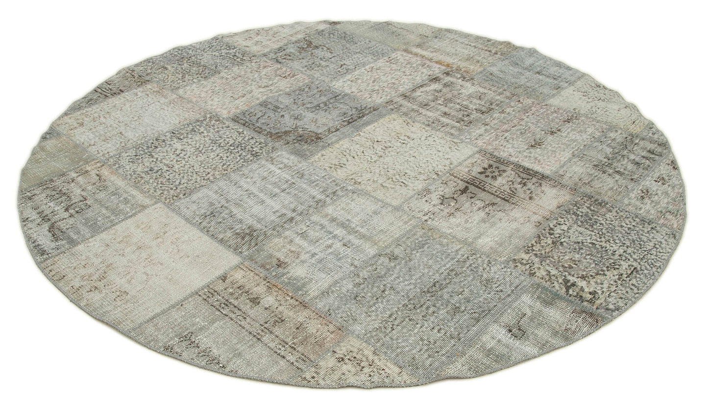 8x8 Grey Round Patchwork Rug - 38649