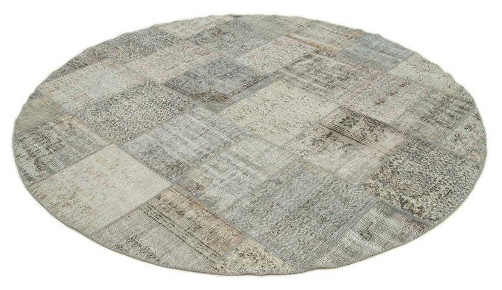 8x8 Grey Round Patchwork Rug - 38649