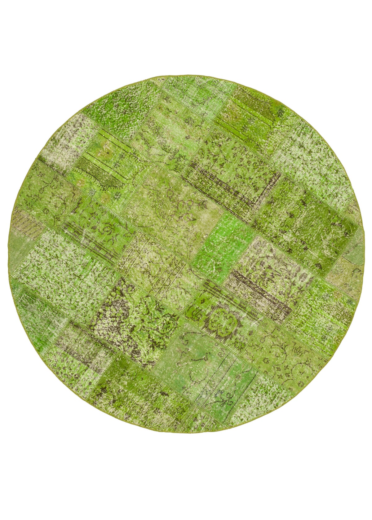 7x7 Green Round Patchwork Rug - 38661