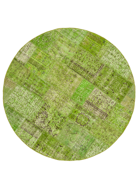 7x7 Green Round Patchwork Rug - 38661