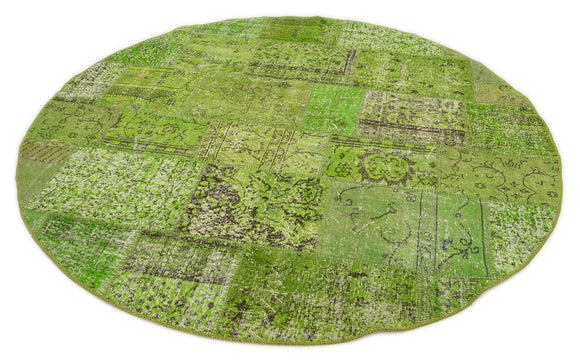 7x7 Green Round Patchwork Rug - 38661