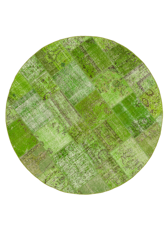 7x7 Green Round Patchwork Rug - 38662