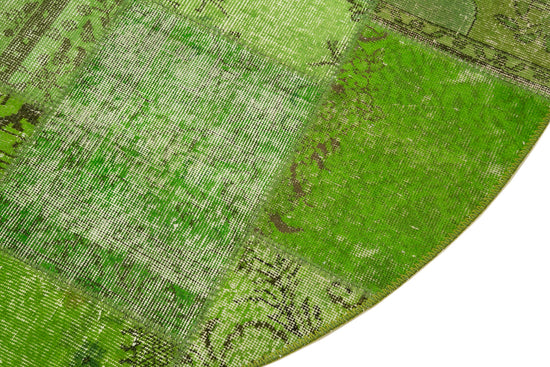 7x7 Green Round Patchwork Rug - 38662