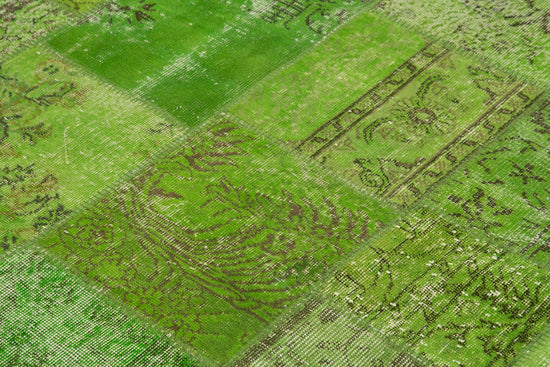 7x7 Green Round Patchwork Rug - 38662