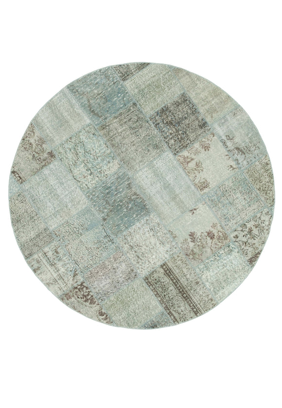 7x7 Blue Round Patchwork Rug - 38666