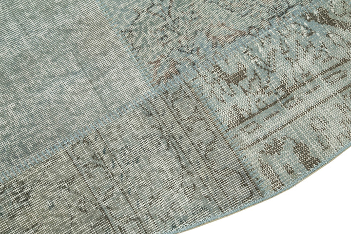 7x7 Blue Round Patchwork Rug - 38666